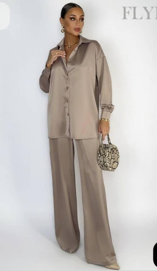 satin two-piece set or silk co-ord