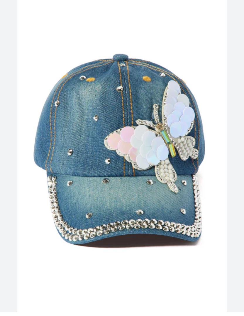 Denim rhinestone with butterfly 🦋
