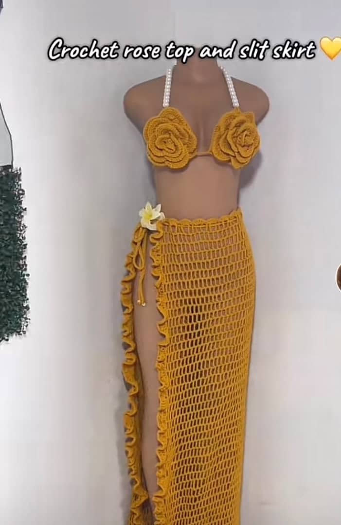 Crochet rose top shirt